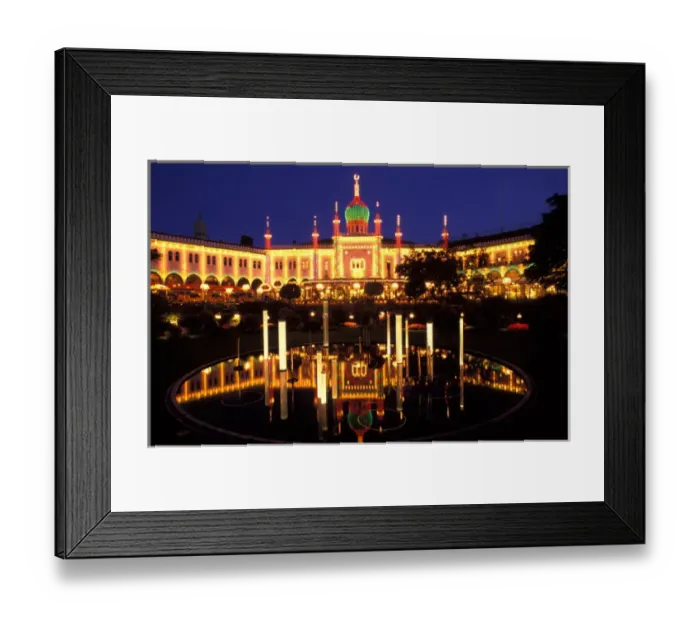 Framed Print : Denmark, Copenhagen, Tivoli Gardens at dusk Framed Print : Denmark, Copenhagen, Tivoli Gardens at dusk