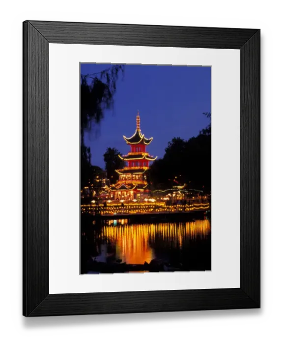 Framed Print : Denmark, Copenhagen, Tivoli Gardens at dusk Framed Print : Denmark, Copenhagen, Tivoli Gardens at dusk