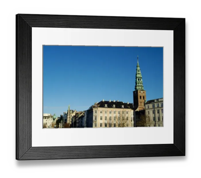 Framed Print : Denmark, Copenhagen, Nikolaj church and houses along Gammelstrand Framed Print : Denmark, Copenhagen, Nikolaj church and houses along Gammelstrand