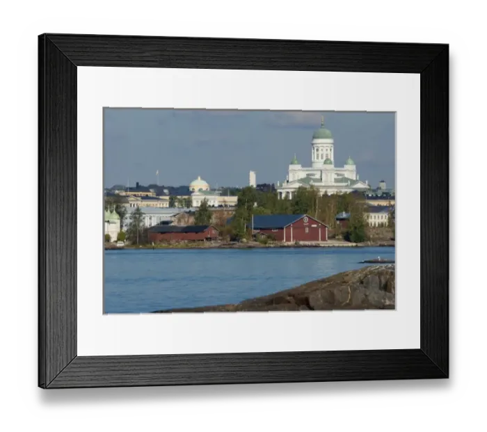 Framed Print : Europe, Finland, Helsinki. Views of city from harbor, including Lutheran Cathedral