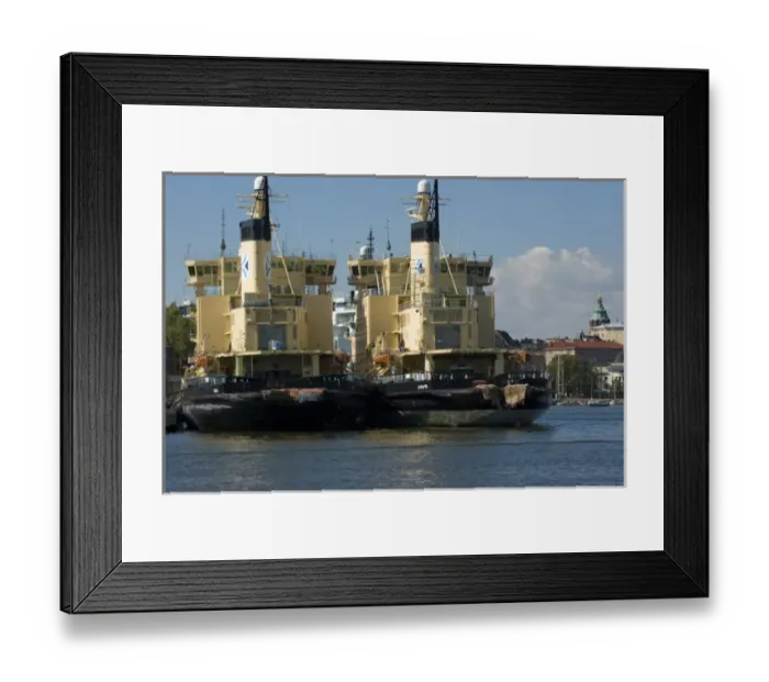 Framed Print : Europe, Finland, Helsinki. Icebreakers in harbor. Credit as: Nancy & Steve Ross  / 