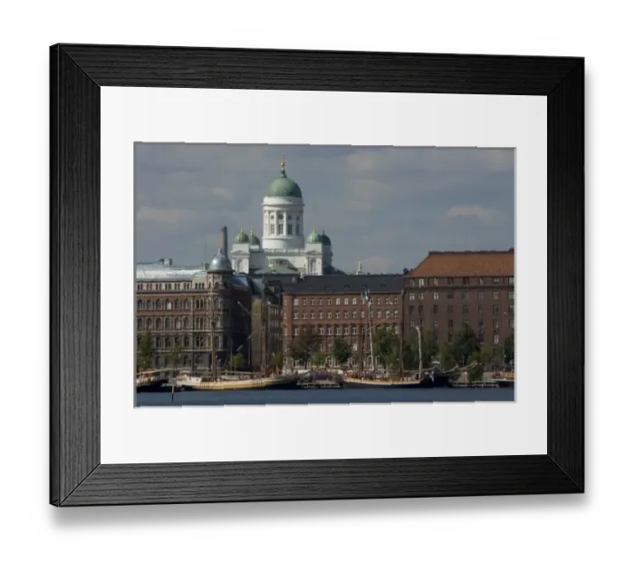 Framed Print : Europe, Finland, Helsinki. Views of Helsinki from harbor with Lutheran Cathedral in background Framed Print : Europe, Finland, Helsinki. Views of Helsinki from harbor with Lutheran Cathedral in background