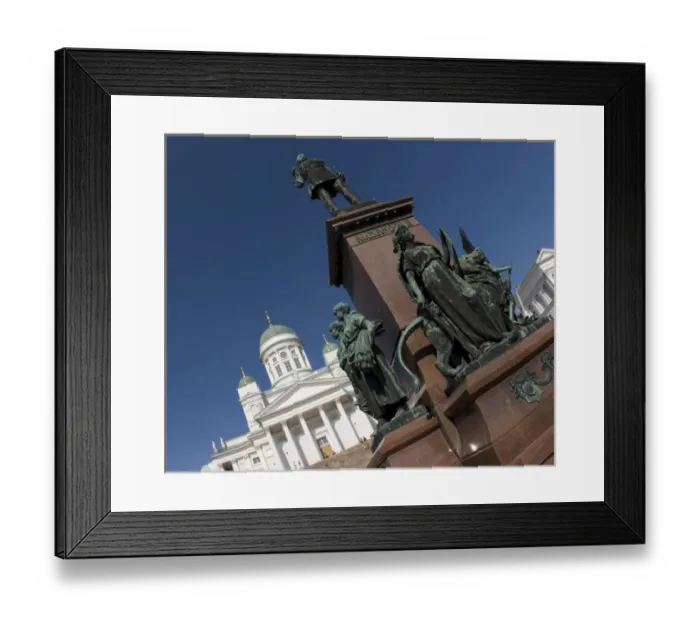 Framed Print : Europe, Finland, Helsinki. Senate Square with statue of Emperor Alexander II