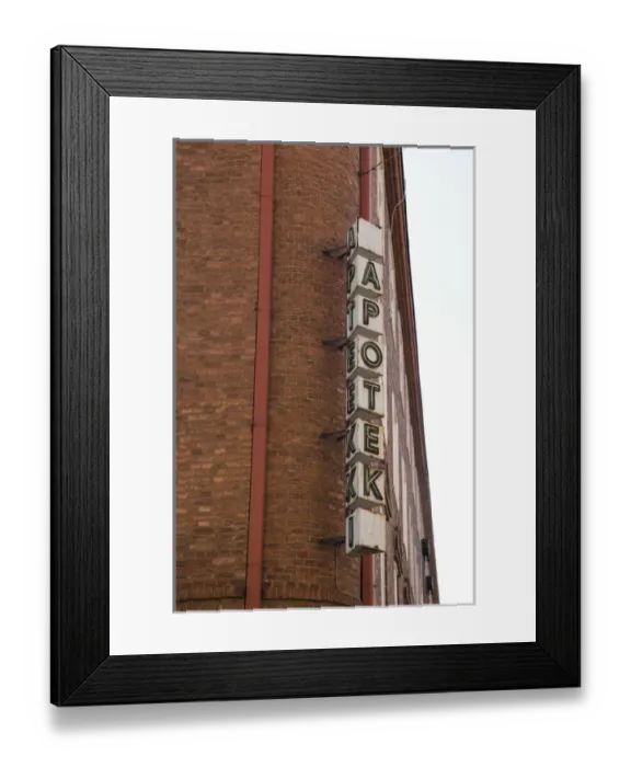Framed Print : Europe, Finland, Helsinki. A sign alongside building for a Finnish pharmacy. Credit as Framed Print : Europe, Finland, Helsinki. A sign alongside building for a Finnish pharmacy. Credit as