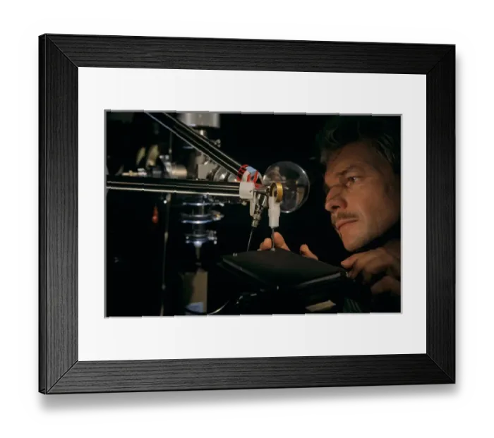 Framed Print : Rossendorf Research Center, Dr. Niedelmeyer setting up gold ring for proton ion testing of elements Framed Print : Rossendorf Research Center, Dr. Niedelmeyer setting up gold ring for proton ion testing of elements