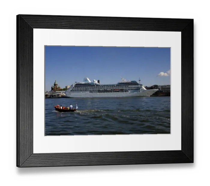 Framed Print : Europe, Finland, Helsinki. Oceania Insignia cruise ship in the Port of Helsinki