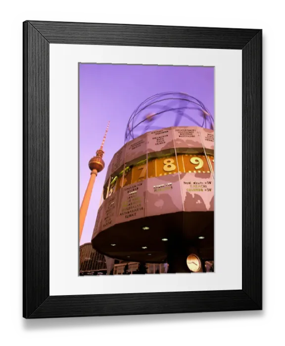 Framed Print : Europe, Germany, Berlin. Alexanderplatz, the Universal Clock Urania and television tower Framed Print : Europe, Germany, Berlin. Alexanderplatz, the Universal Clock Urania and television tower