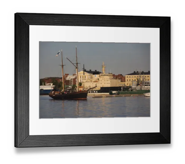 Framed Print : Finland, Helsinki, Katajanokka Island marina and Icebreaker Fleet, dusk Framed Print : Finland, Helsinki, Katajanokka Island marina and Icebreaker Fleet, dusk