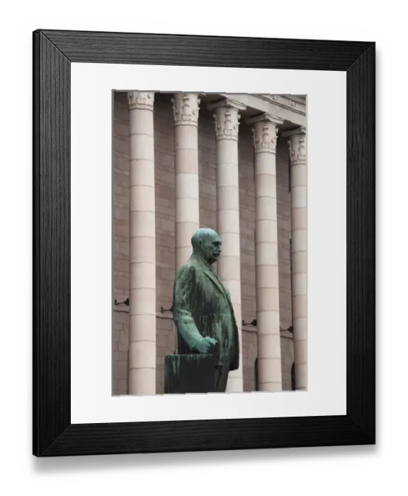 Framed Print : Finland, Helsinki, Finnish Parliament and staue of Pehr Evind Svinhufvud, third Finnish Framed Print : Finland, Helsinki, Finnish Parliament and staue of Pehr Evind Svinhufvud, third Finnish