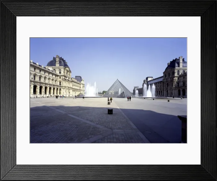 Framed Print : The Louvre. The Cour Napoleon and Pyramid. 1988. PARIS. Architect: Ieoh Ming Pei FRANCE Framed Print : The Louvre. The Cour Napoleon and Pyramid. 1988. PARIS. Architect: Ieoh Ming Pei FRANCE