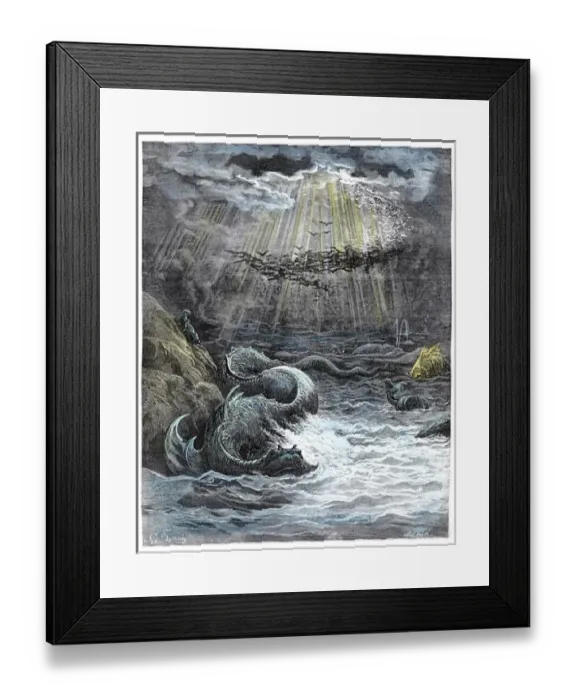 Framed Print : The Creation of Fish and Birds, Bible engraving by Dore, 19th cent. FRANCE Framed Print : The Creation of Fish and Birds, Bible engraving by Dore, 19th cent. FRANCE