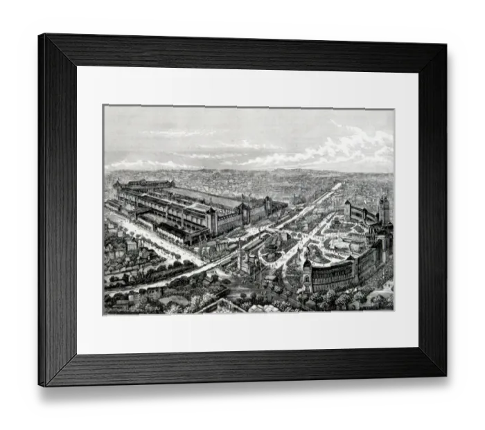 Framed Print : 19th cent. view of Paris 1878 Exhibition, view of the Trocadero, Champ de Mers Framed Print : 19th cent. view of Paris 1878 Exhibition, view of the Trocadero, Champ de Mers
