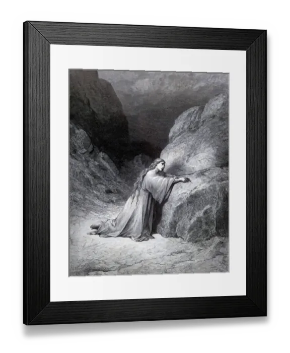 Framed Print : Mary Magdalene repentant, Bible engraving by Gustav Dore, 19th cent Framed Print : Mary Magdalene repentant, Bible engraving by Gustav Dore, 19th cent