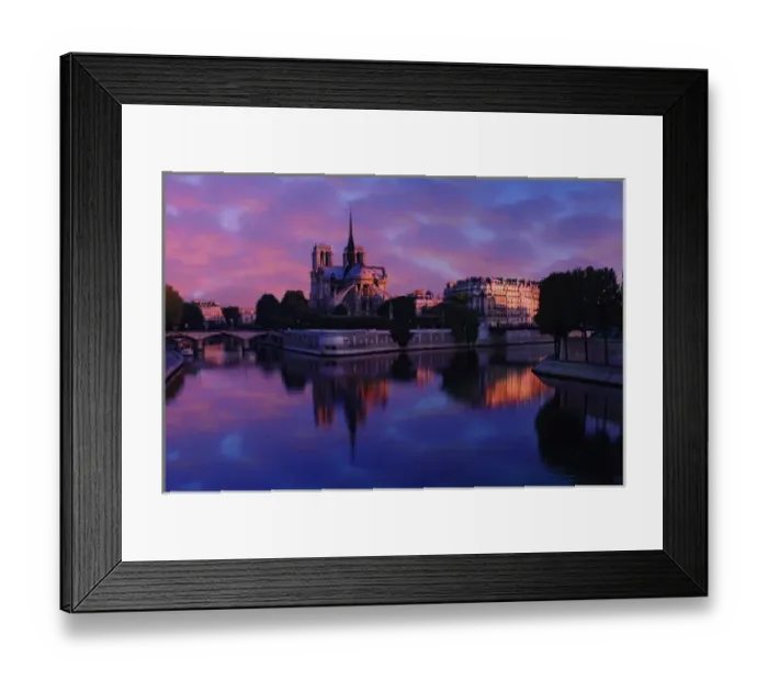 Framed Print : Notre Dame reflected on Seine River at sunrise, Paris, France Framed Print : Notre Dame reflected on Seine River at sunrise, Paris, France
