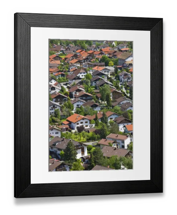 Framed Print : GERMANY, Bayern-Bavaria, Mittenwald. Overview of mountain town