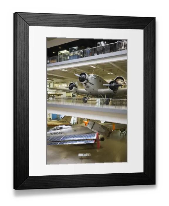 Framed Print : GERMANY, Bayern-Bavaria, Munich. Deutsches Museum, Aviation Section with JU-52 airliner