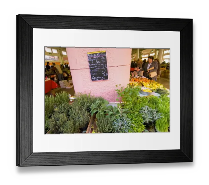 Framed Print : France, Cannes, market of Forville, Selling herbs Framed Print : France, Cannes, market of Forville, Selling herbs