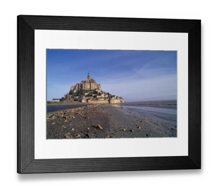 Framed Print : EU, France, Normandy, Le Mont St. Michael Cathedral at low tide Framed Print : EU, France, Normandy, Le Mont St. Michael Cathedral at low tide