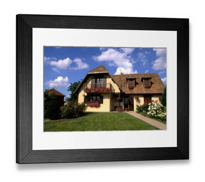 Framed Print : France Beautiful House in country town of Peronne in Provence of Picardie France