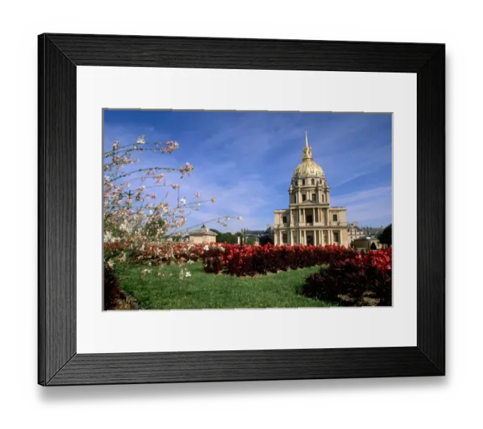Framed Print : France Famous Hotel des Invalides Dome where Napoleons Tomb resides with flowers Framed Print : France Famous Hotel des Invalides Dome where Napoleons Tomb resides with flowers