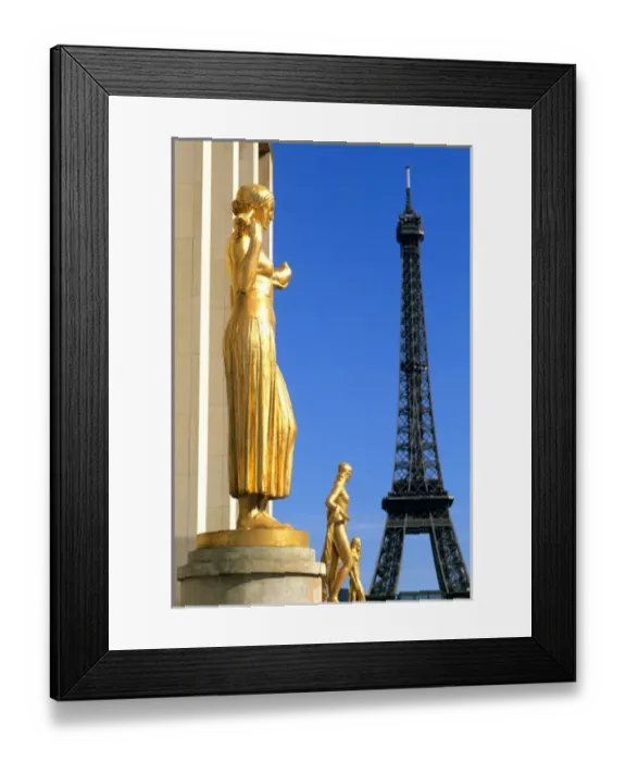 Framed Print : France Wonderful Abstract Statues with Eiffel Tower in Paris France