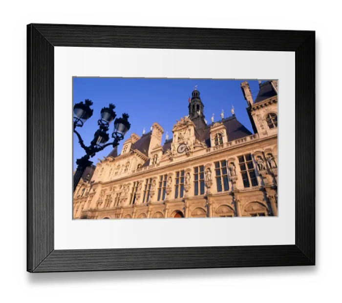 Framed Print : famous Hotel de Ville Paris France colorful graphic