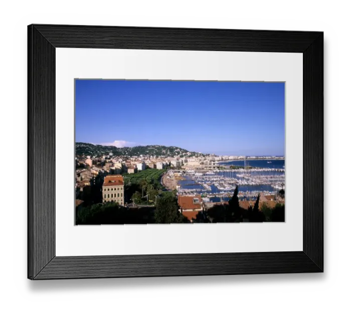 Framed Print : Riviera Harbor from Mountain in Cannes France Framed Print : Riviera Harbor from Mountain in Cannes France