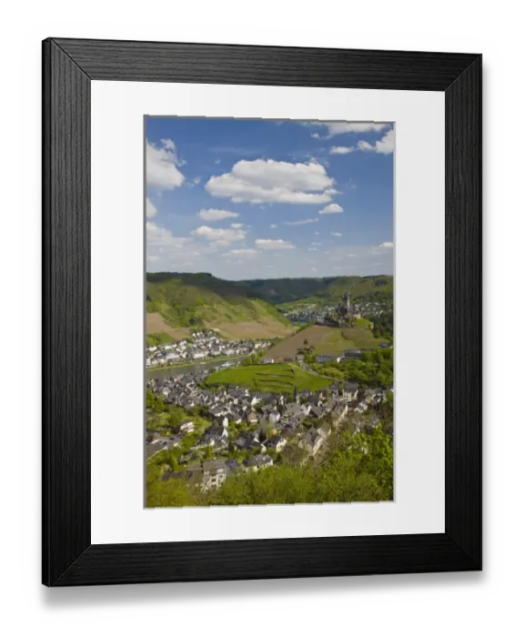 Framed Print : GERMANY, Rheinland-Pfaltz, Mosel River Valley, Cochem. High vantage town view