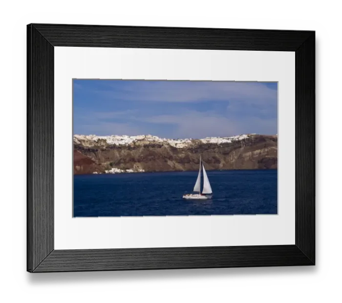 Framed Print : Cruising in the Aegean Sea towards Santorini, Greece