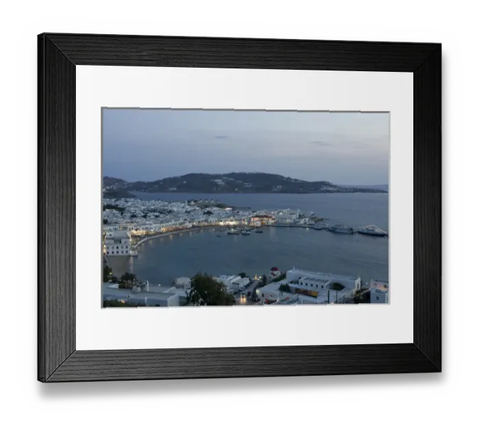 Framed Print : Europe, Greece, Mykonos, Hora. Evening view overlooking harbor. Credit as: Bill Young Framed Print : Europe, Greece, Mykonos, Hora. Evening view overlooking harbor. Credit as: Bill Young