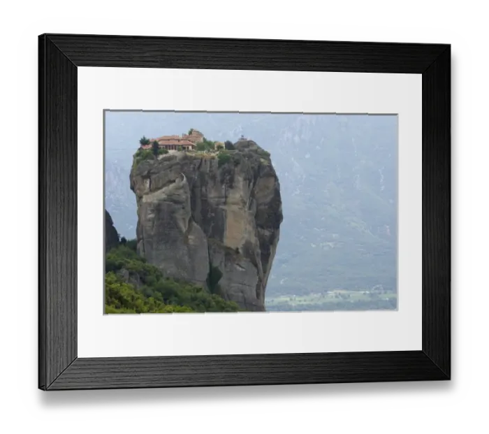 Framed Print : Europe, Greece, Meteora. Agias Triados Monastery perched atop rock pillar. Credit as Framed Print : Europe, Greece, Meteora. Agias Triados Monastery perched atop rock pillar. Credit as