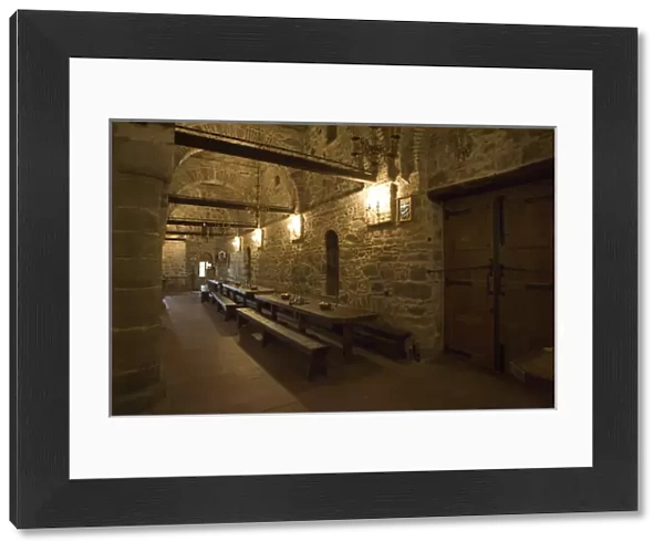 Europe, Greece, Meteora. Dining hall at Grand Meteora Monastery. Credit as: Bill