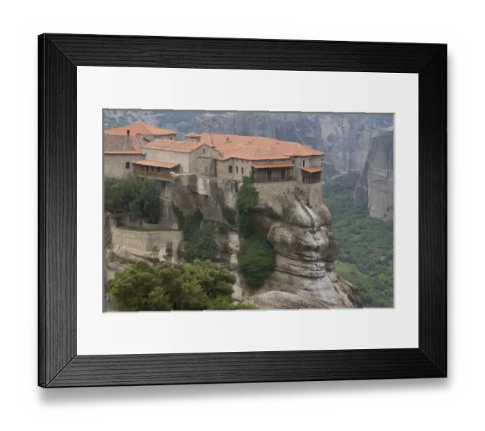 Framed Print : Europe, Greece, Meteora. Overview of Varlaam Monastery. Credit as: Bill Young  /  Jaynes
