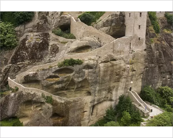 Europe, Greece, Meteora. Winding staircase to Grand Meteora Monastery. Credit as