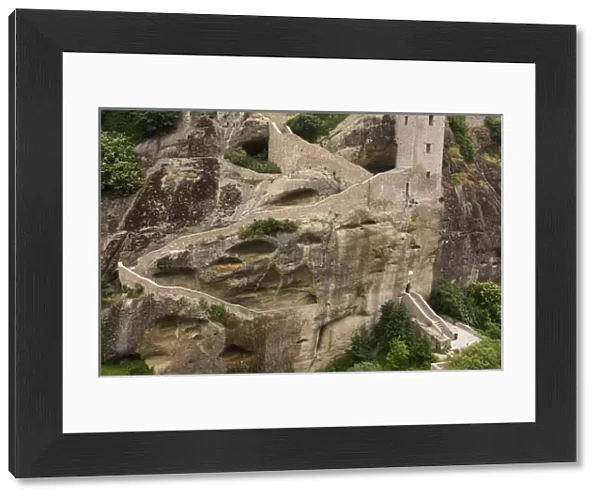 Europe, Greece, Meteora. Winding staircase to Grand Meteora Monastery. Credit as