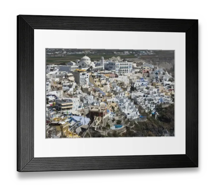 Framed Print : Europe, Greece, Santorini. Overview of clifftop town of Fira. Credit as: Bill Young Framed Print : Europe, Greece, Santorini. Overview of clifftop town of Fira. Credit as: Bill Young