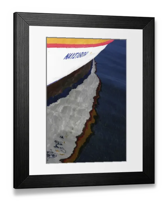 Framed Print : Europe, Greece, Serifos. Reflections of a fishing boat play on the water Framed Print : Europe, Greece, Serifos. Reflections of a fishing boat play on the water