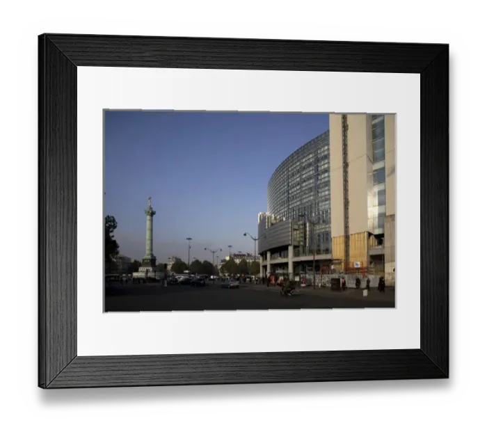 Framed Print : Opera de Paris Bastille with the Colonne de Juillet in the background in Bastille