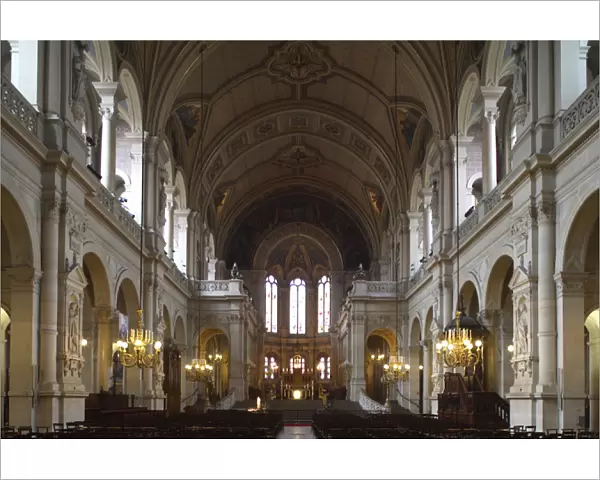 The interior view of St-Trinit church in Paris. France