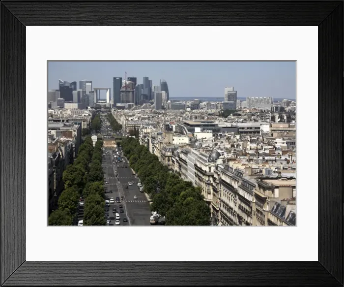 Framed Print : Ave de la Grande Armee with the view of La Grande Arche and La Defense business district Framed Print : Ave de la Grande Armee with the view of La Grande Arche and La Defense business district