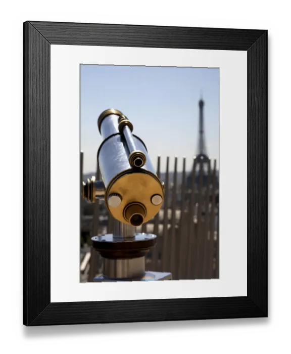 Framed Print : The telescope on the top of Arc de Triomphe with Eiffel Tower in the background. Paris Framed Print : The telescope on the top of Arc de Triomphe with Eiffel Tower in the background. Paris