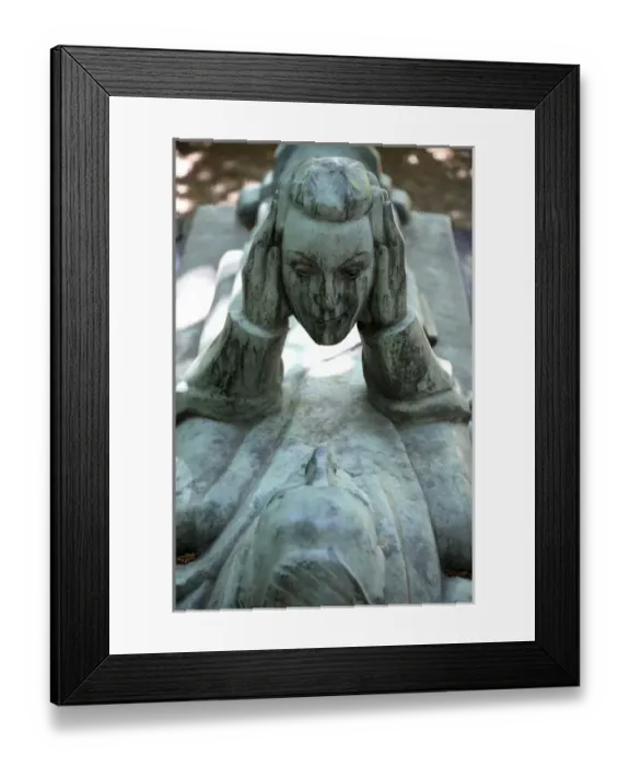 Framed Print : A tomb sculpture in Cimtiere du Pere Lachaise. Paris. France Framed Print : A tomb sculpture in Cimtiere du Pere Lachaise. Paris. France