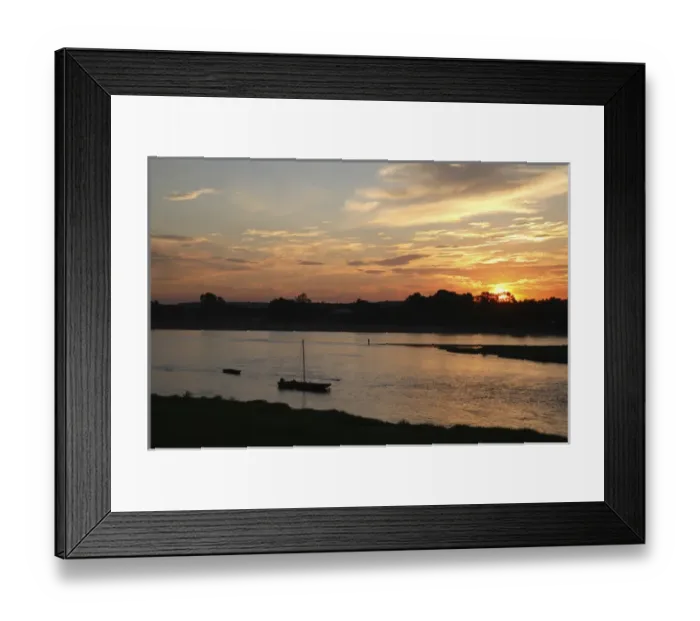 Framed Print : Sunset over River Loire. Loire Valley. Amboise. France Framed Print : Sunset over River Loire. Loire Valley. Amboise. France