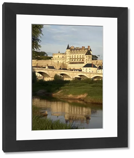 Chateau d Amboise with Rvier Loire in froeground. Amboise. Loire Valley. France
