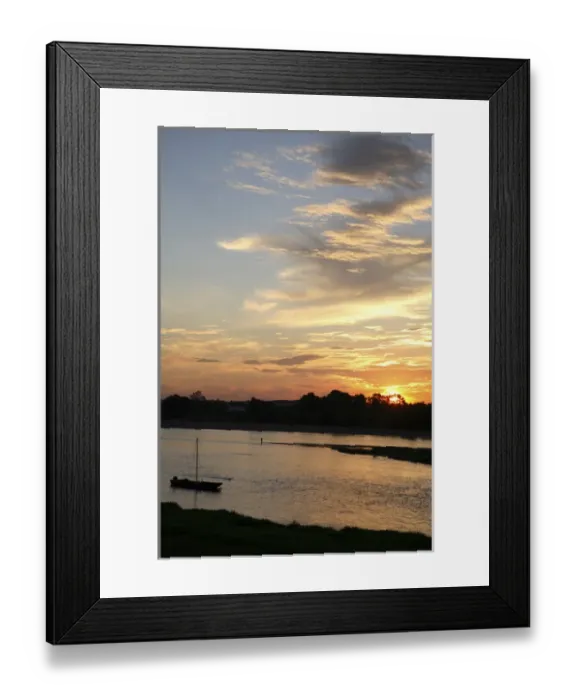 Framed Print : Sunset over River Loire. Loire Valley. Amboise. France