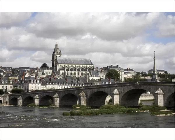 Town of Blois with River Loire in foreground. Loire Valley. France