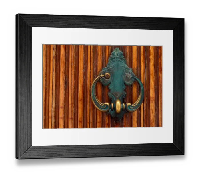 Framed Print : Europe, Greece, Mykonos. Door-knocker