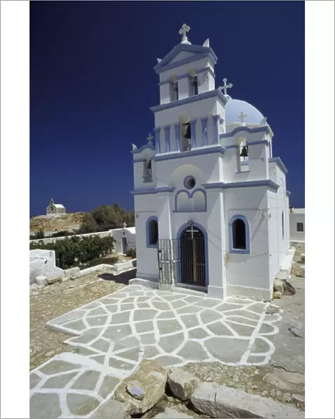 Europe, Greece, Cyclades Islands, Anafi. Church in Zoodhohou Pivis Monastery