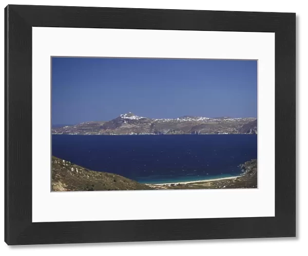 Europe, Greece, Cyclades Islands, Milos. View from Agia Marina Monestary: Fatourena beach