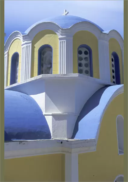 Europe, Greece, Ikaria, NE Aegean. Church belfry in the south coast village of Plagia